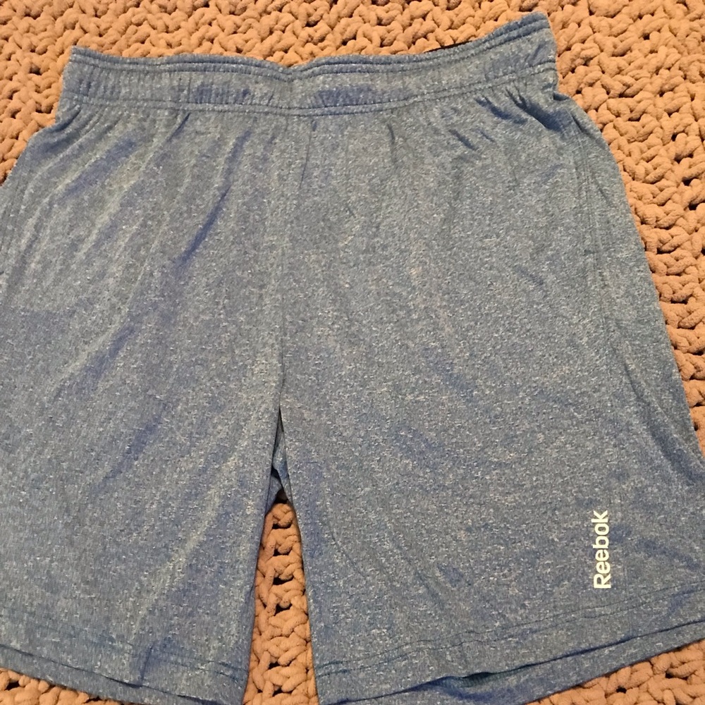 Reebok size L moisture wicking athletic shorts heather blue